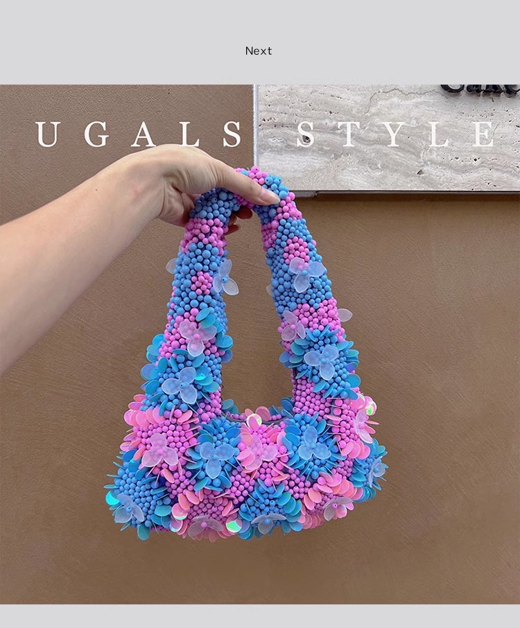 Women'S Bags Holiday - Women Handbag Beads Beaded Handmade Shoulder
