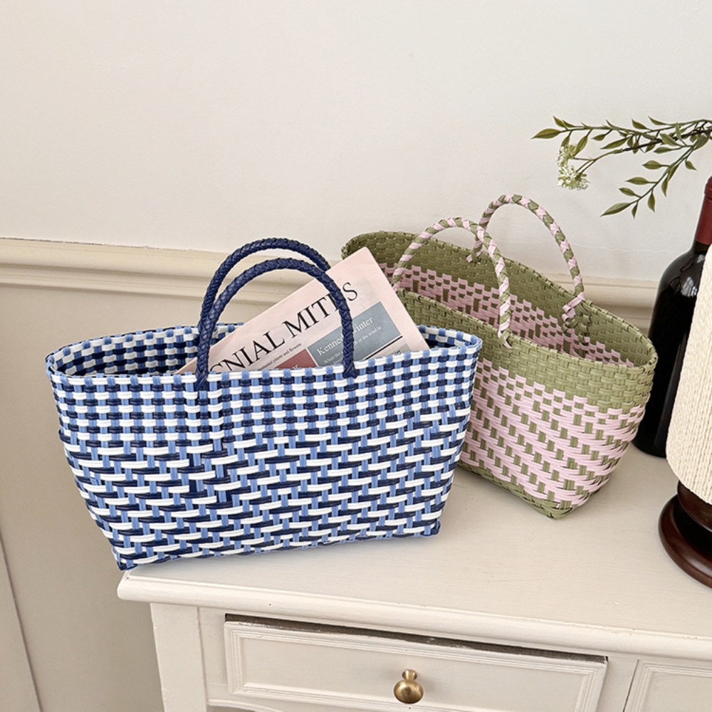 Women'S Bags Holiday - Cute PVC Handbag Weave Bag Large
