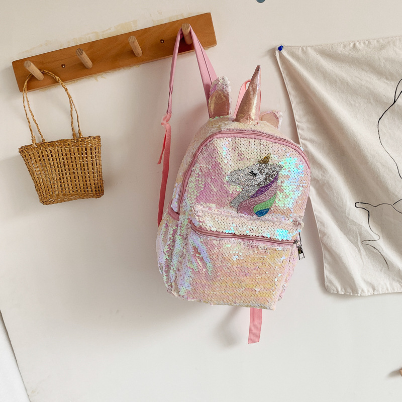 Sequin Unicorn Backpack Pink S - Mini Backpack Women 评论和价格