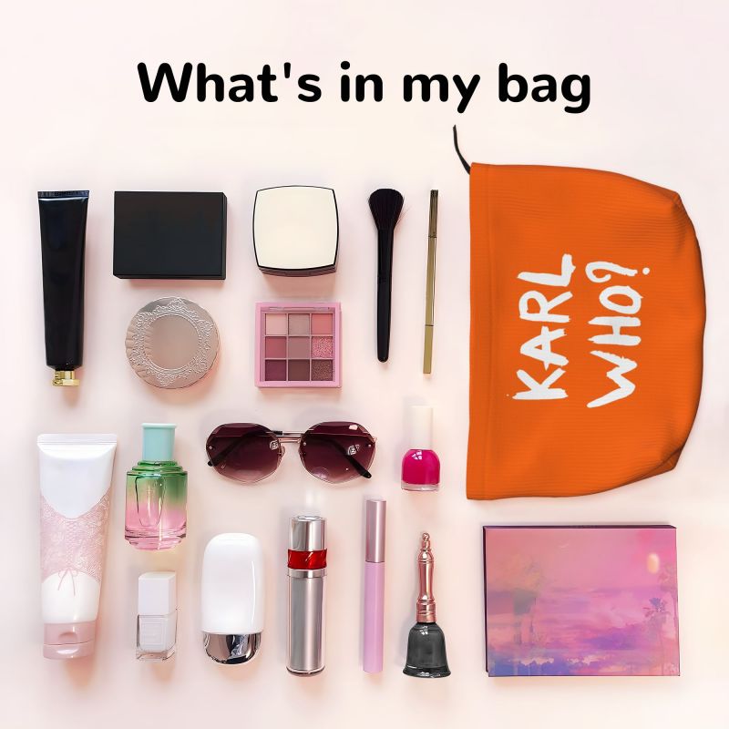 Karl Who Slogan Makeup Bag for - Women'S Karl Bags 评论和价格
