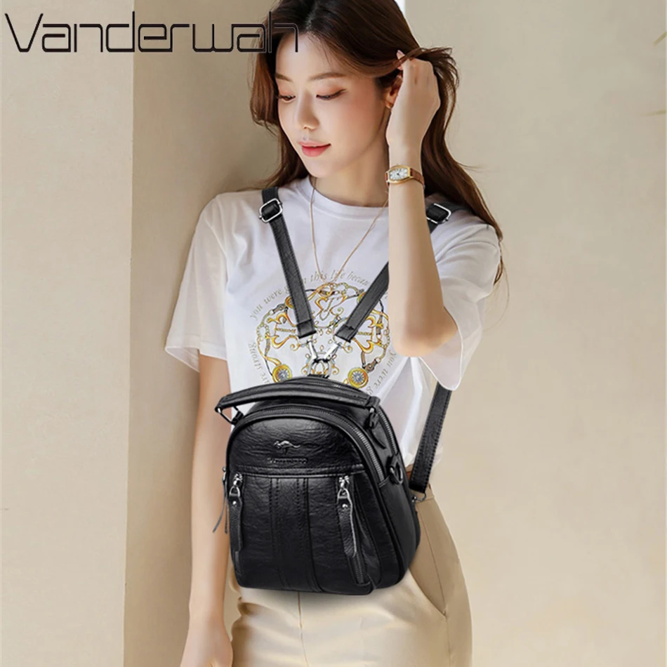 4 In 1 Leather Backpacks Multi - Mini Backpack Women 评论和价格