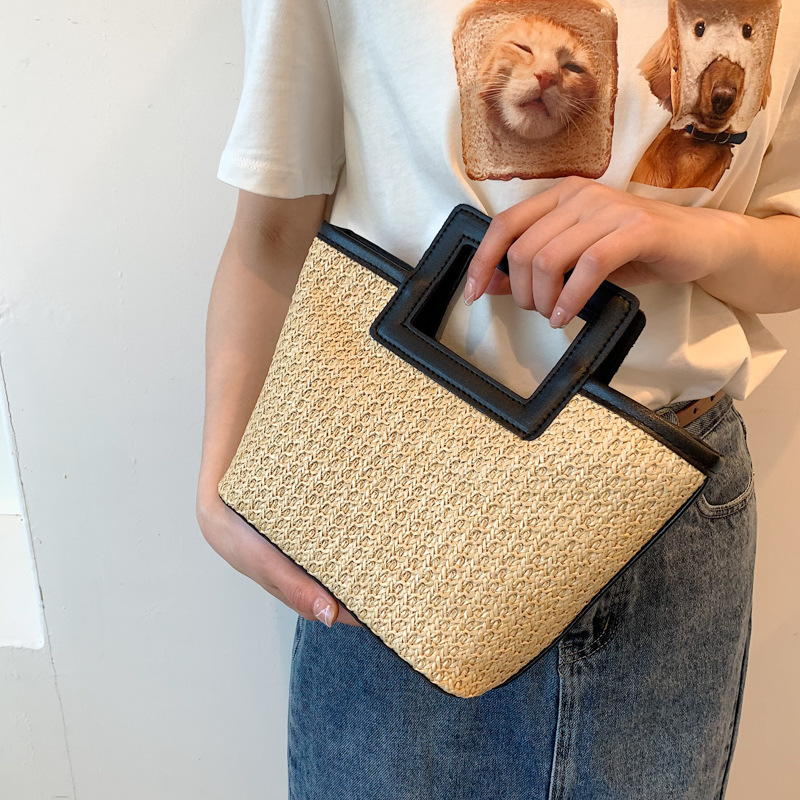 Square Hollow Handle Straw Wov - Women'S Bags Holiday 评论和价格