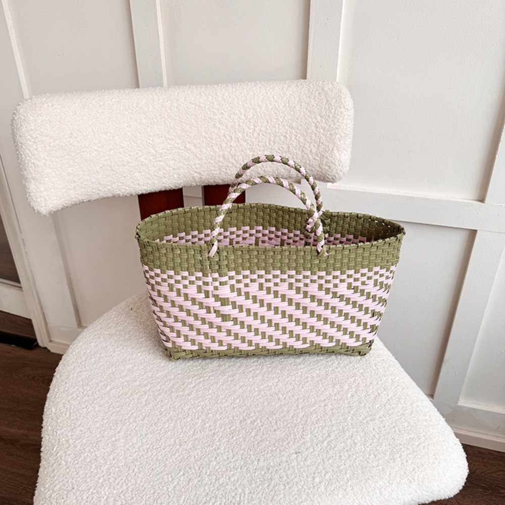Cute PVC Handbag Weave Bag Lar - Women'S Bags Holiday 评论和价格