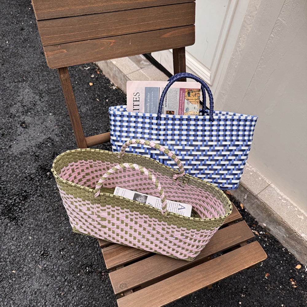 Cute PVC Handbag Weave Bag Lar - Women'S Bags Holiday 评论和价格