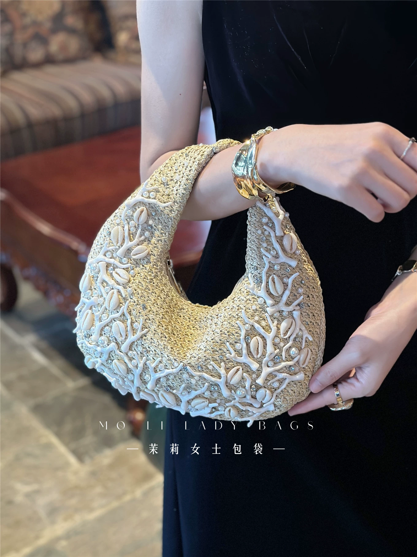 Fashion Straw Woven Handmade M - Women'S Bags Holiday 评论和价格