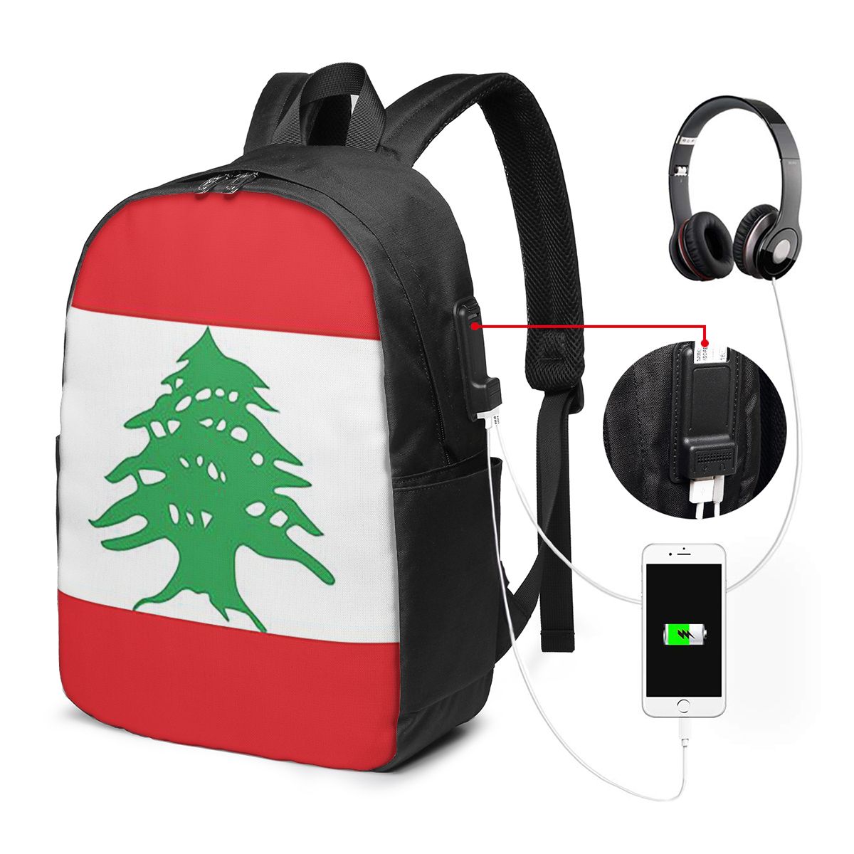 Flag Of Lebanon Backpack Trave - Women Bags Lebanon 评论和价格