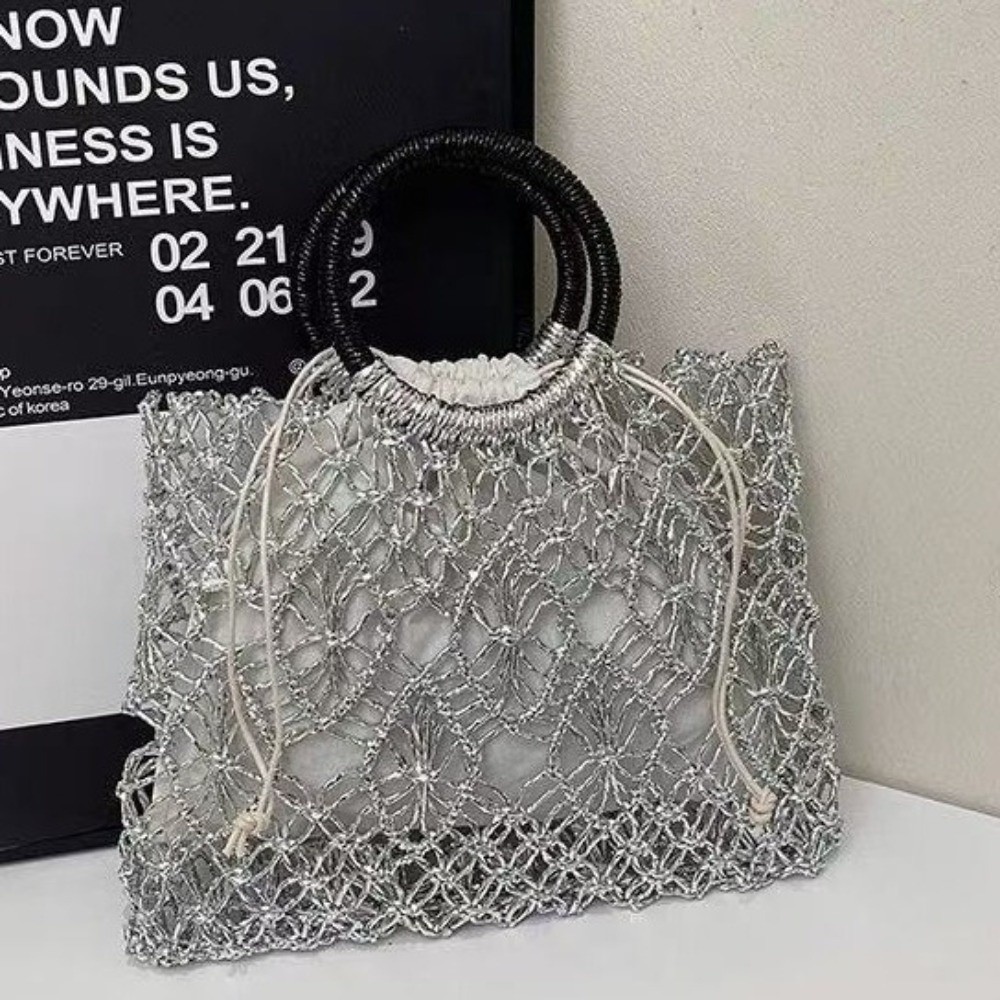Woven Hollow-out Woven Handbag - Women'S Bags Holiday 评论和价格